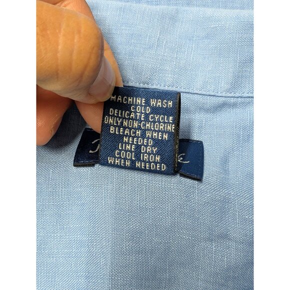 Paul Fredrick Button Up Shirt Men Size L 100% Linen Stripe Coastal Resort Casual - Picture 8 of 8